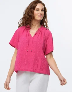 Blouse ample coton rose