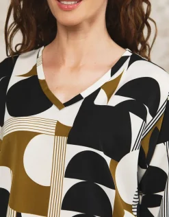 Blouse ample motif blanc