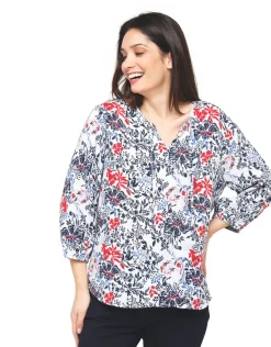 Blouse blanche fleurs