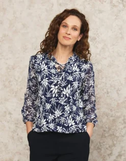 Blouse bleu fleuri
