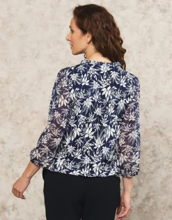 Blouse bleu fleuri