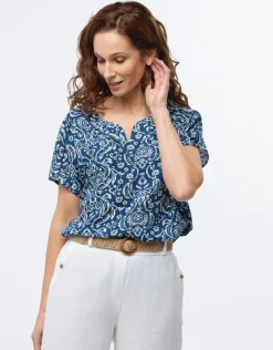 Blouse bleu imprimé