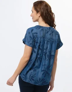 Blouse bleu lyocell