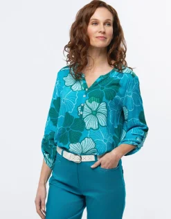 Blouse bleu motif