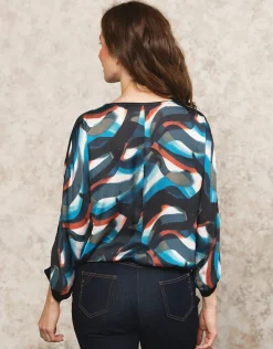Blouse bleu motif