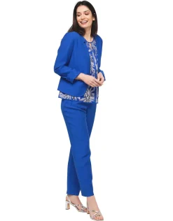 Blouse bleu roi palmiers