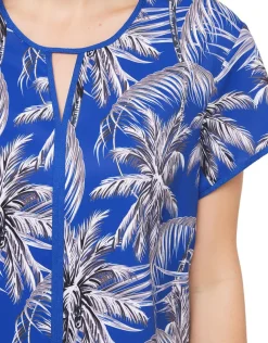 Blouse bleu roi palmiers