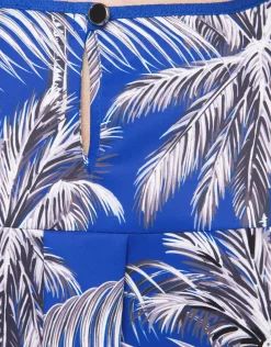 Blouse bleu roi palmiers