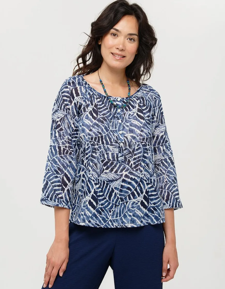 Blouse bleue 100% coton