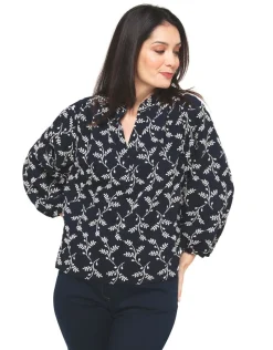 Blouse brodée bleu marine