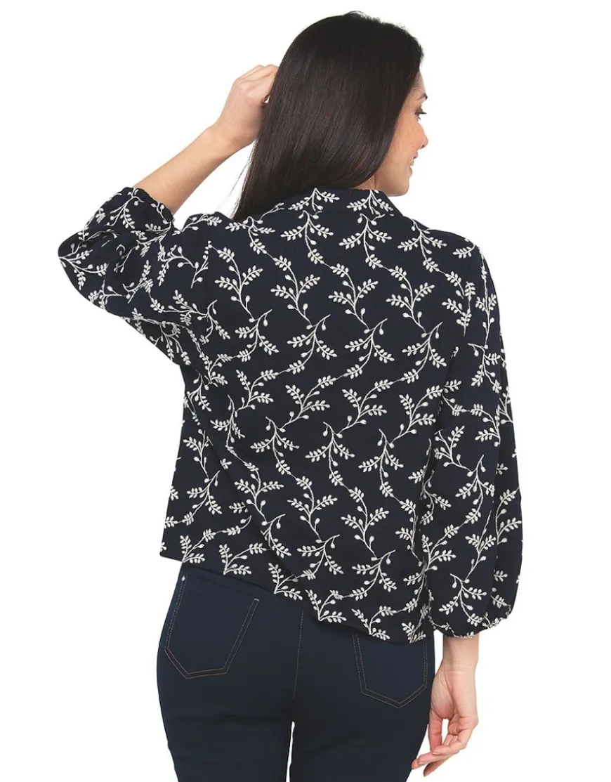 Blouse brodée bleu marine