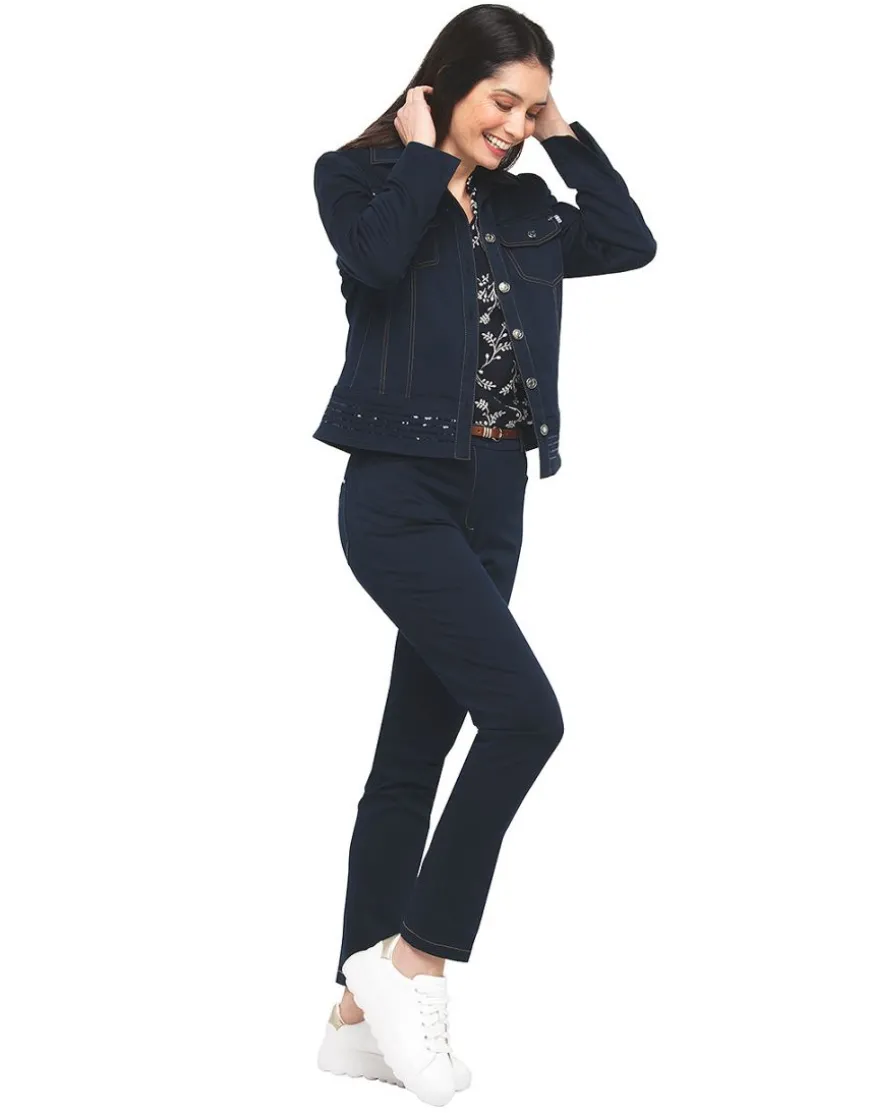 Blouse brodée bleu marine