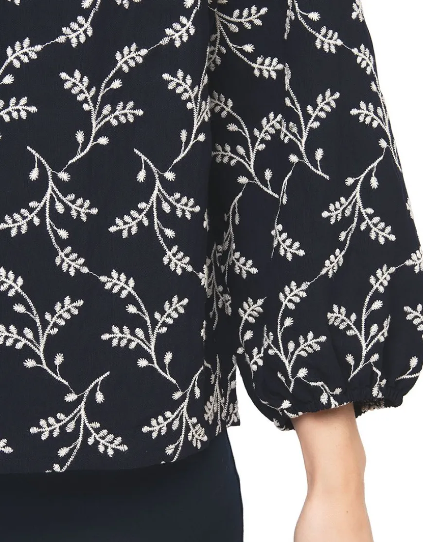 Blouse brodée bleu marine