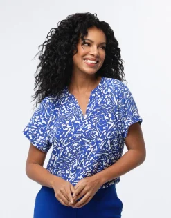 Blouse chic imprimé bleu