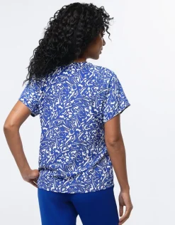 Blouse chic imprimé bleu