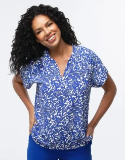 Blouse chic imprimé bleu