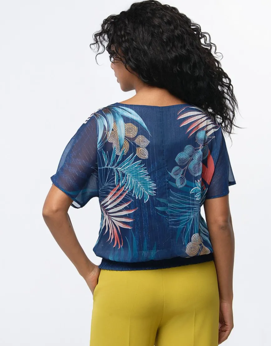 Blouse chic voile bleu