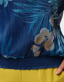 Blouse chic voile bleu