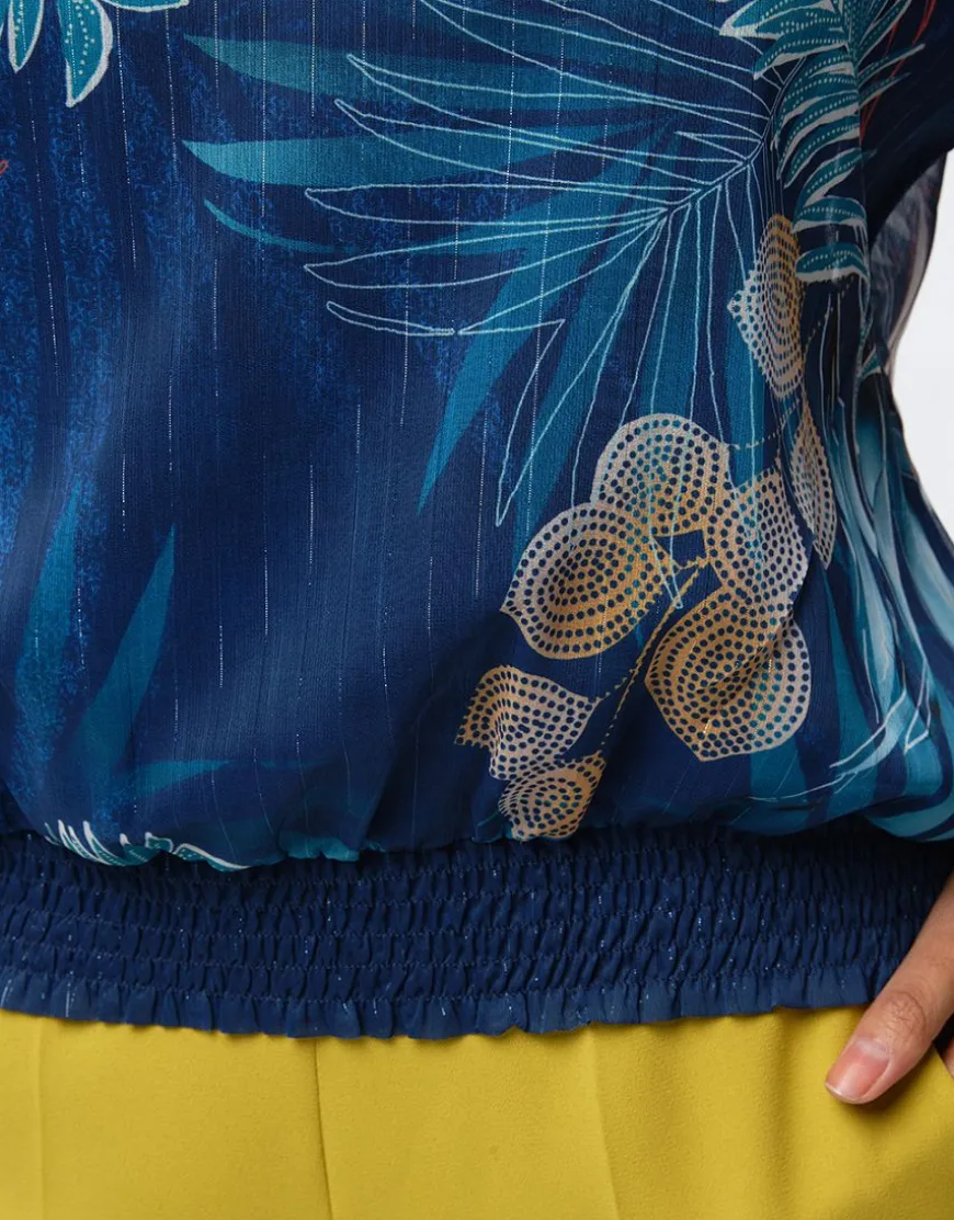 Blouse chic voile bleu
