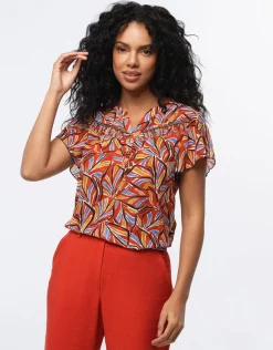 Blouse chic voile rouge