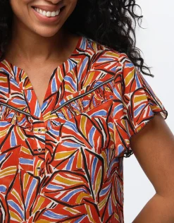 Blouse chic voile rouge