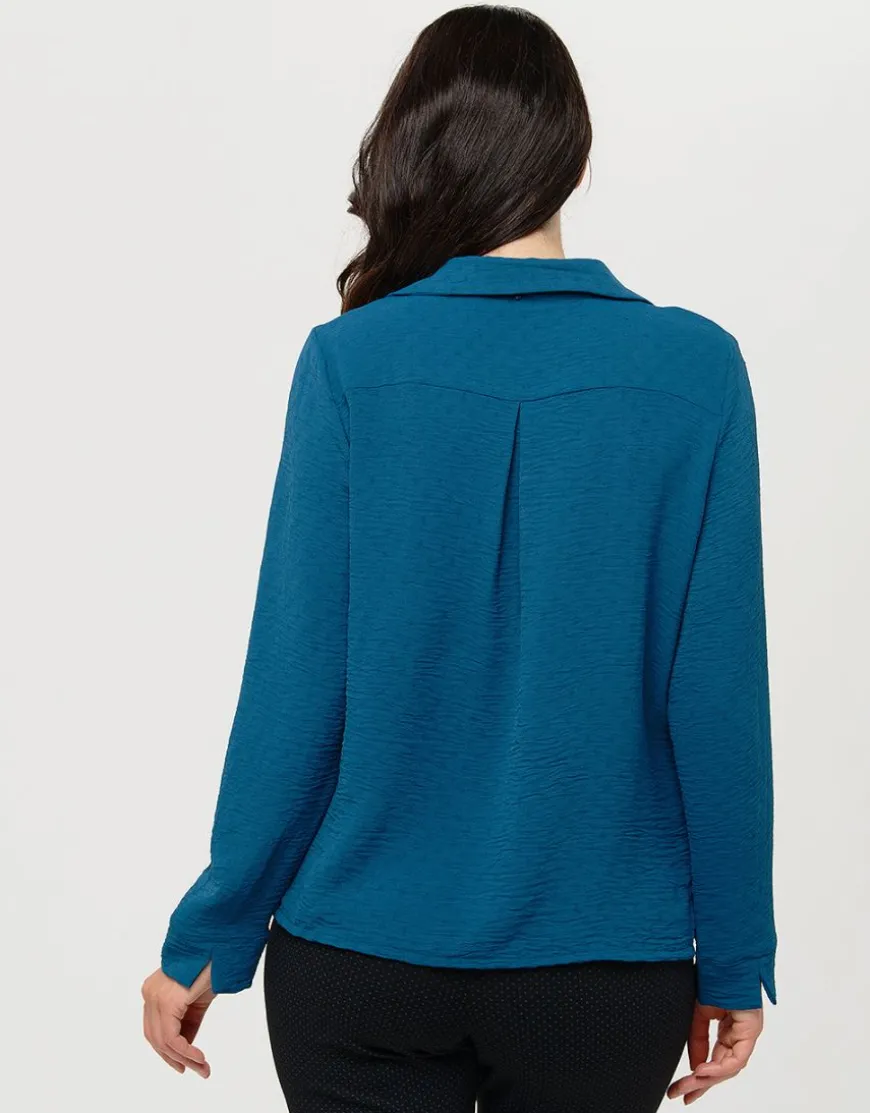 Blouse col polo bleu