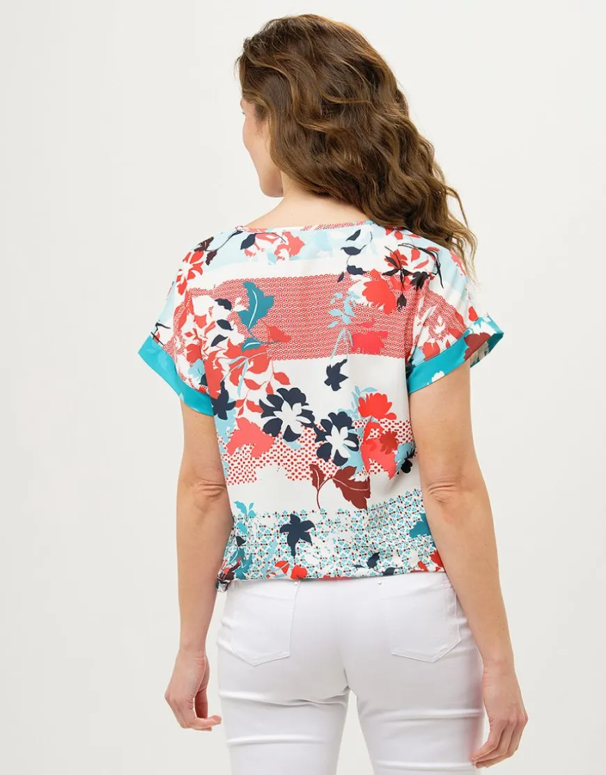 Blouse col V fleurie