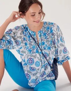 Blouse coton motif fleuri