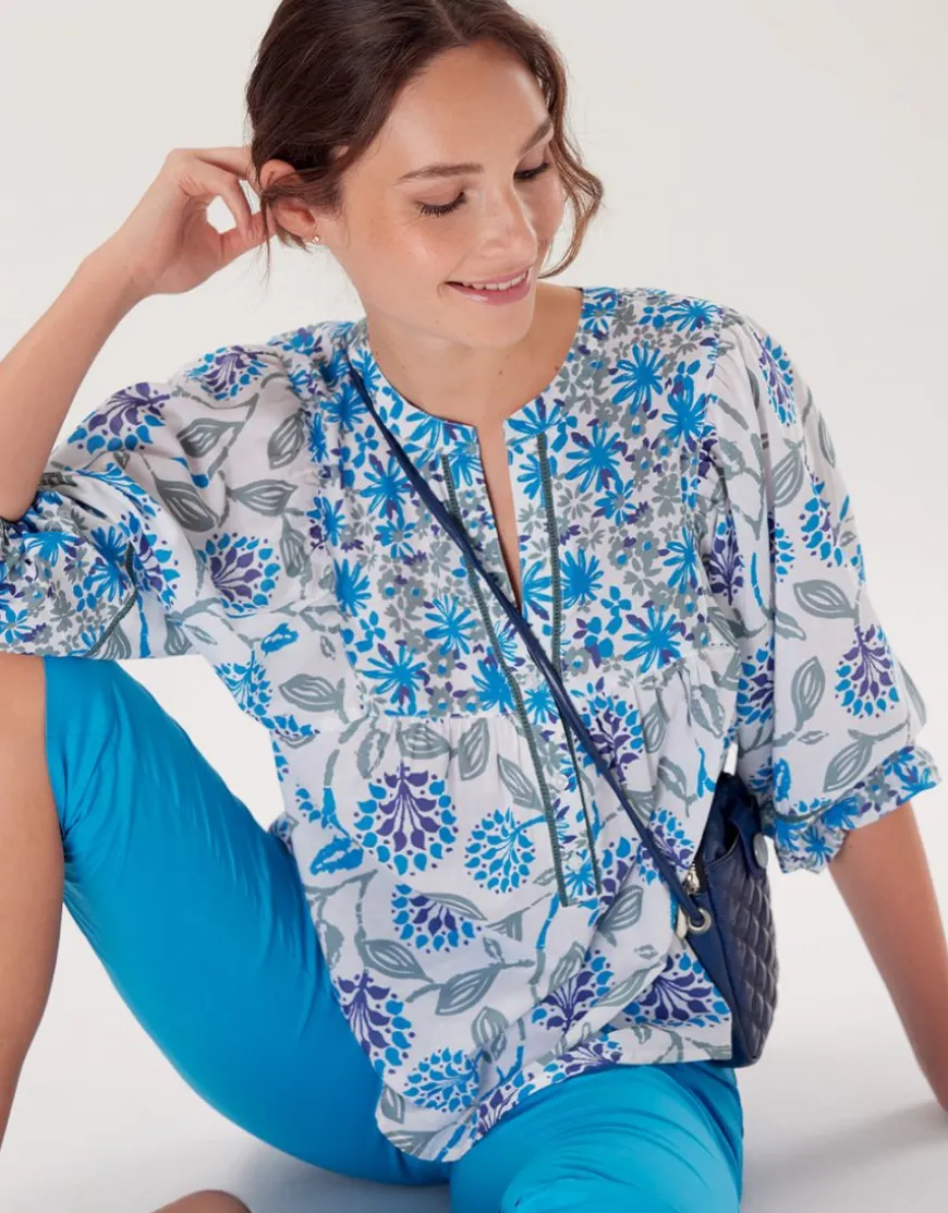 Blouse coton motif fleuri