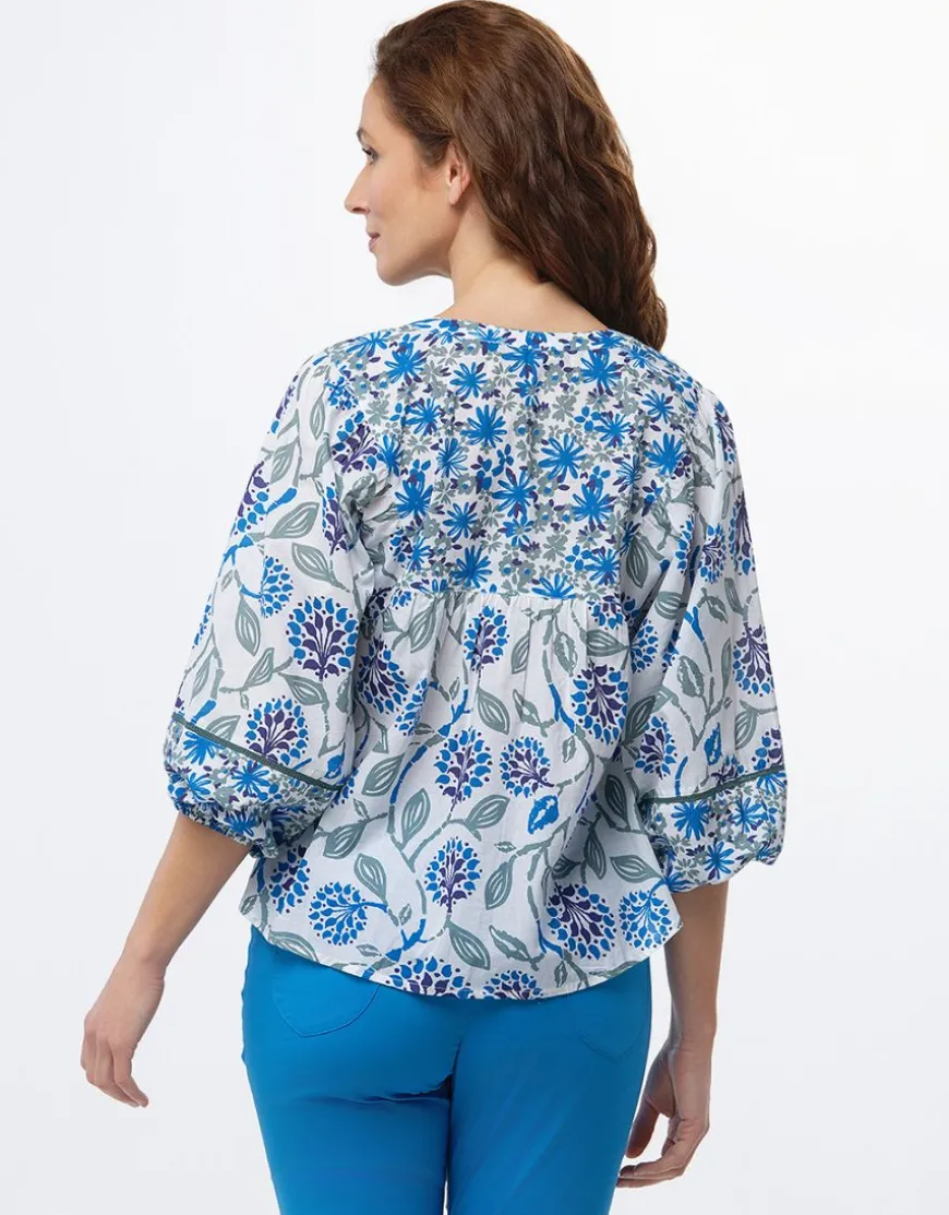 Blouse coton motif fleuri