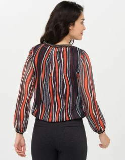 Blouse fluide rayée noire
