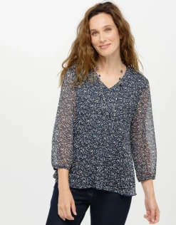 Blouse fluide voile bleue