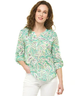 Blouse imprimé vert clair