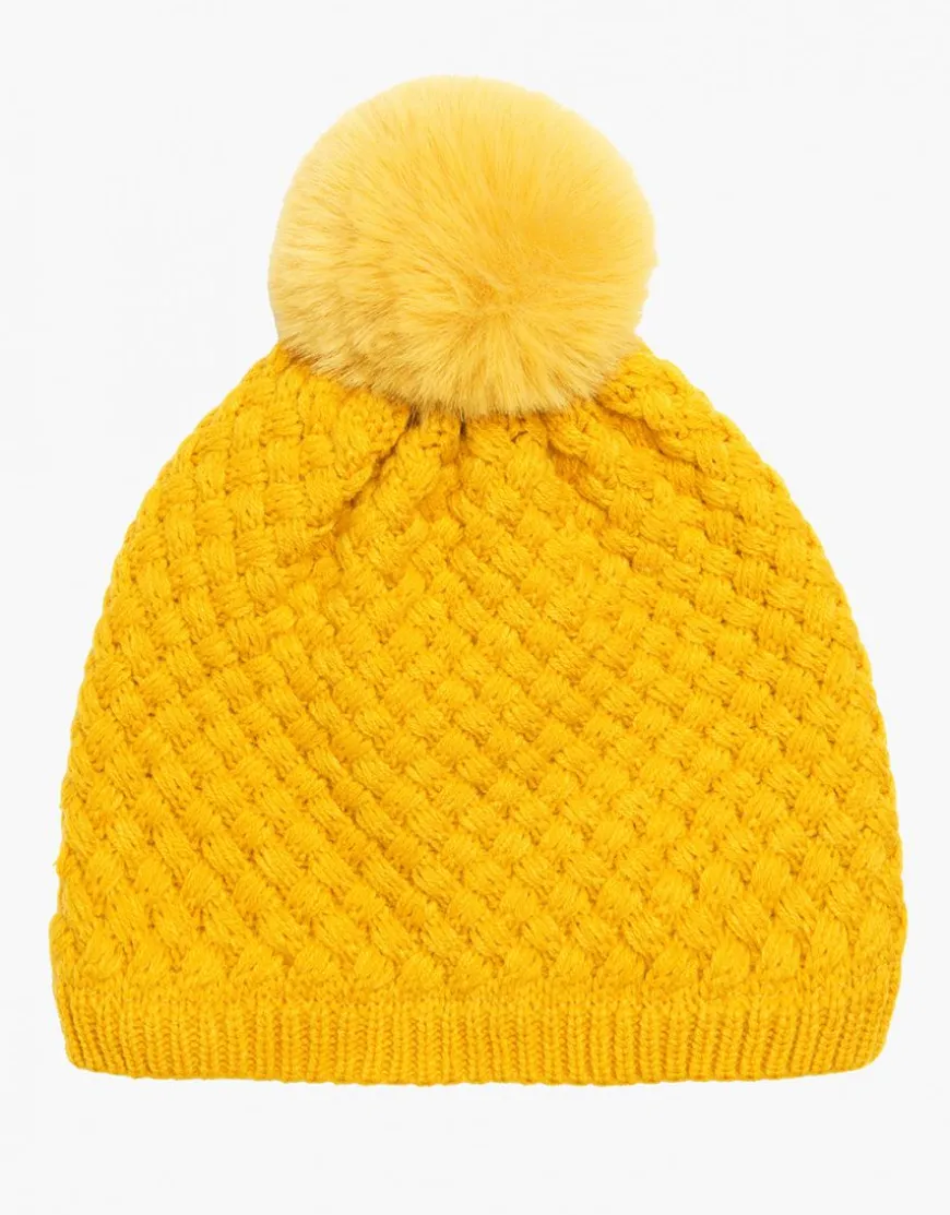 Bonnet ocre pompon