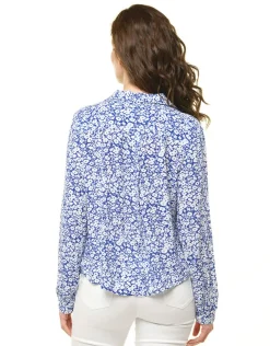 Chemisier bleu fleuri