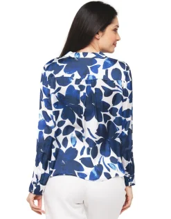 Chemisier bleu fleurs