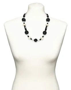 Collier perles noir blanc
