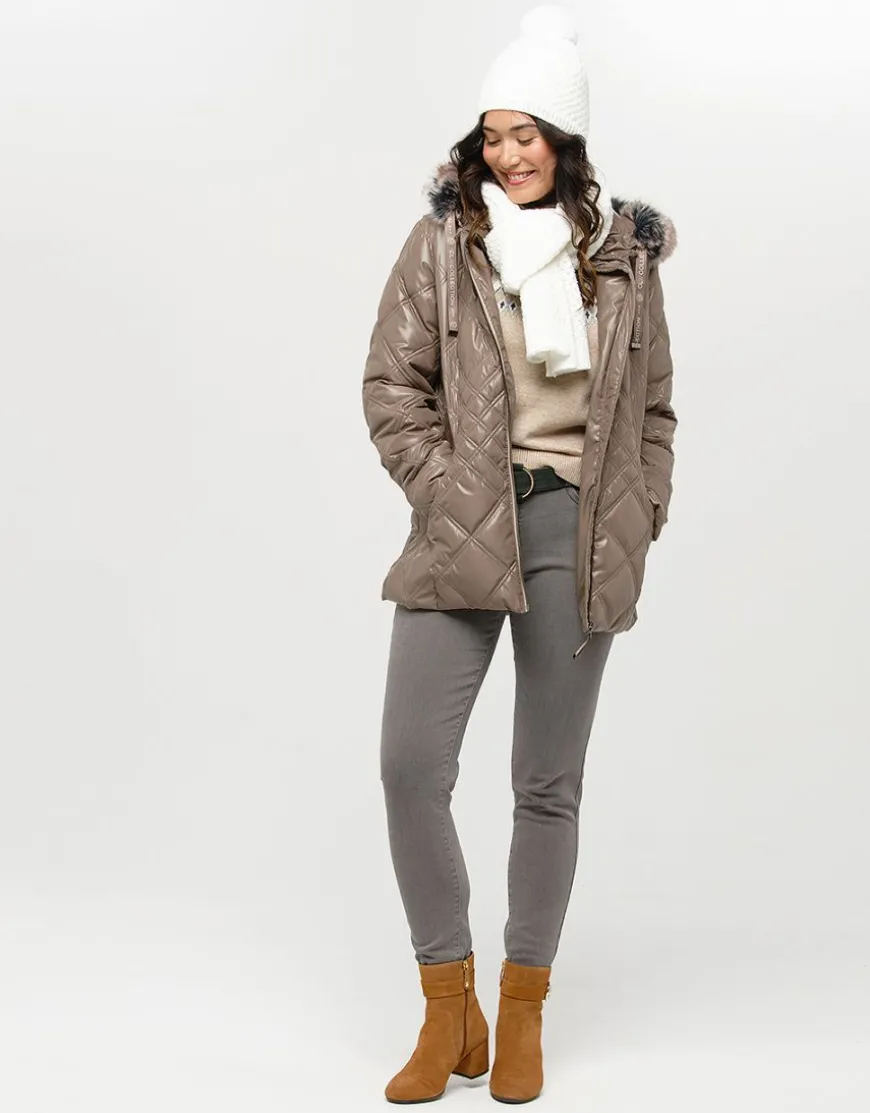 Doudoune beige capuche
