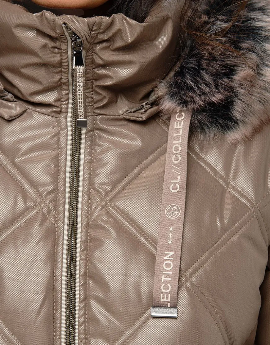 Doudoune beige capuche