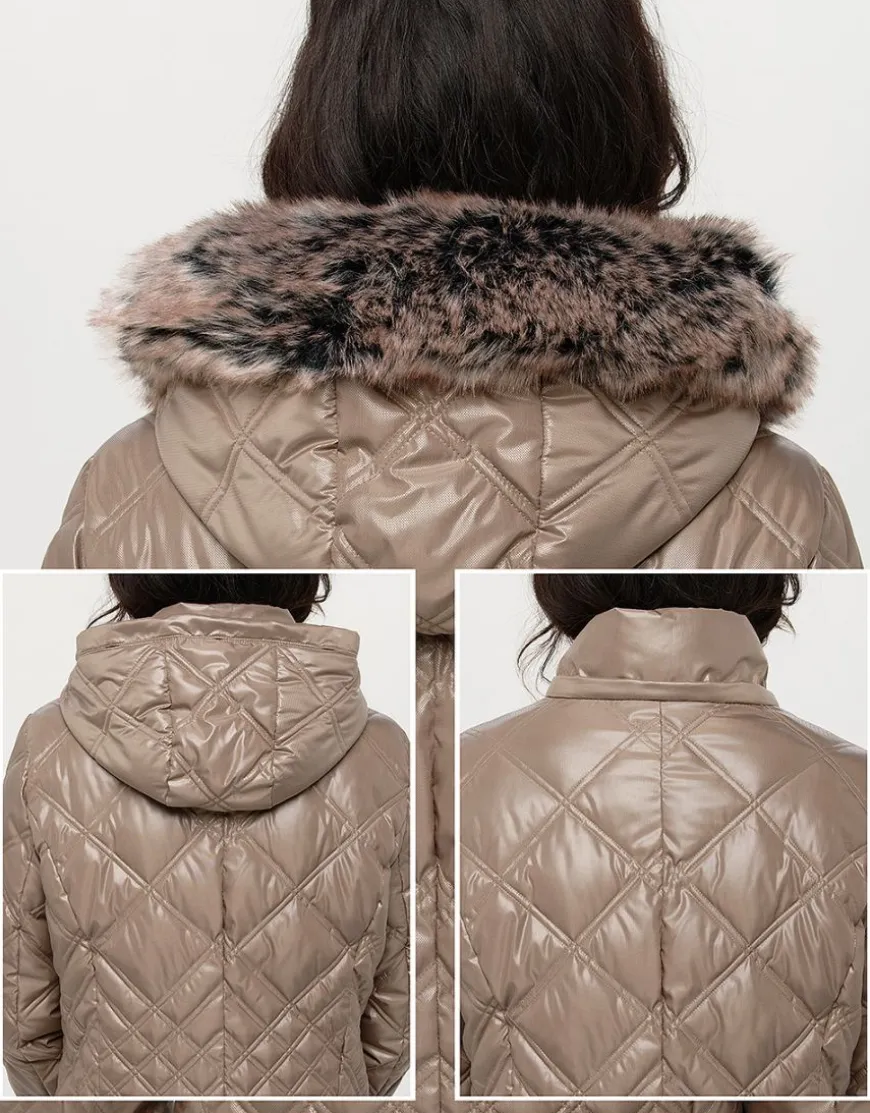 Doudoune beige capuche