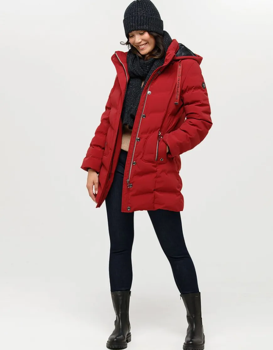 Doudoune longue rouge