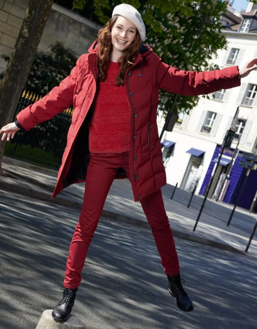 Doudoune longue rouge
