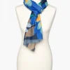 Foulard bleu fleuri