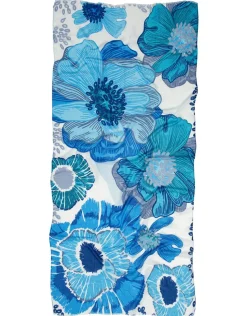 Foulard bleu motif fleuri