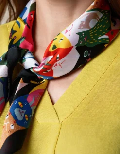Foulard noir motif chat