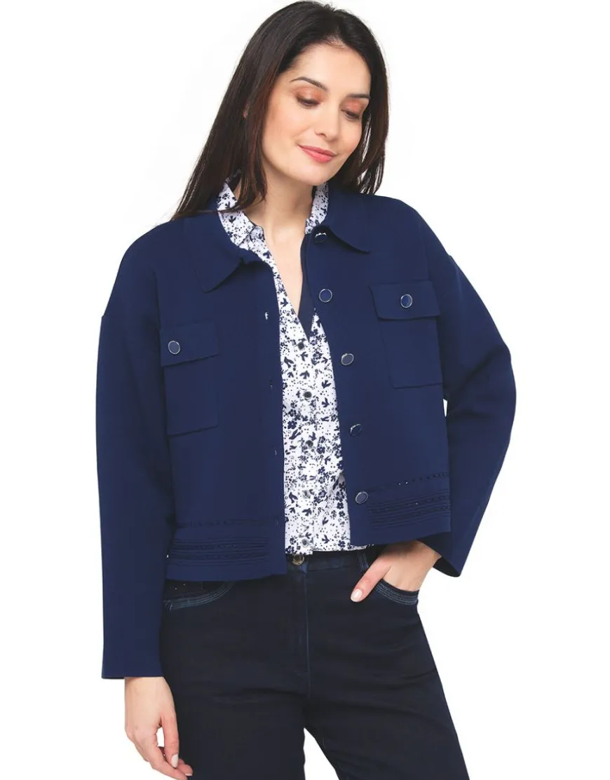 Gilet col chemisier bleu