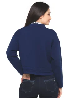 Gilet col chemisier bleu