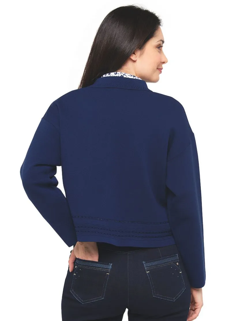 Gilet col chemisier bleu