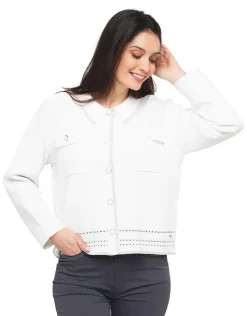 Gilet col chemisier écru