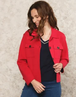 Gilet col chemisier rouge